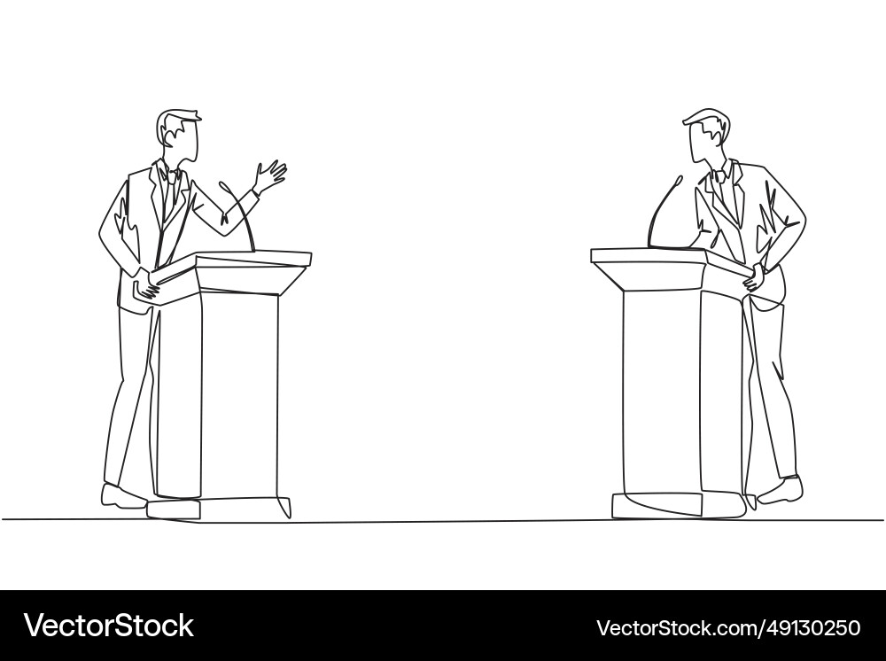 Single continuous line drawing two young Vector Image