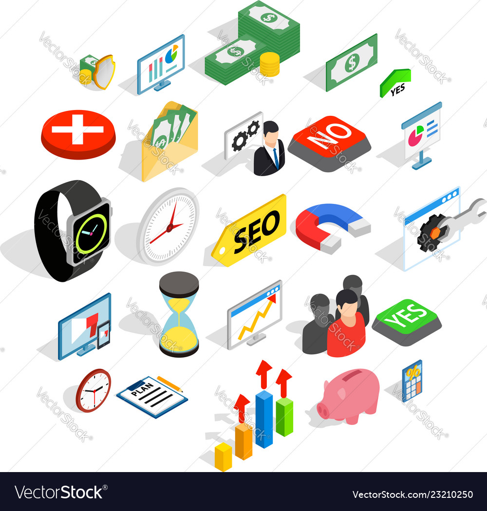 Transaction icons set isometric style Royalty Free Vector