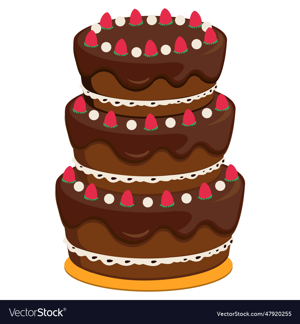 3 tier chocolate cake Royalty Free Vector Image