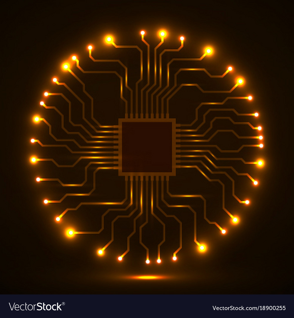 Abstract cpu microprocessor microchip circuit Vector Image