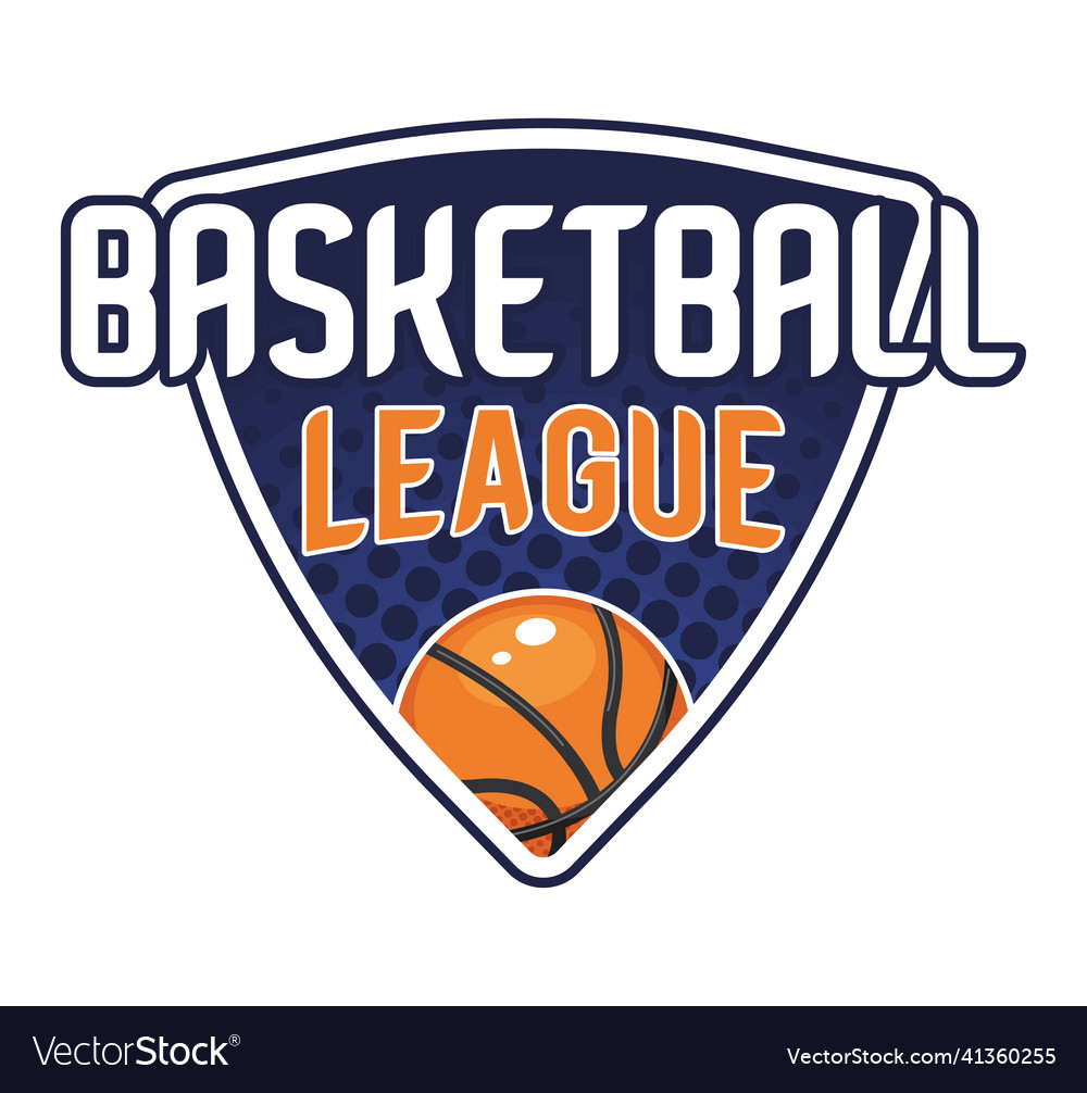 Basketball league lettering with shield Royalty Free Vector