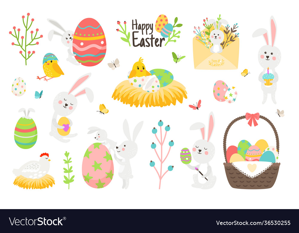 Elements happy easter set Royalty Free Vector Image