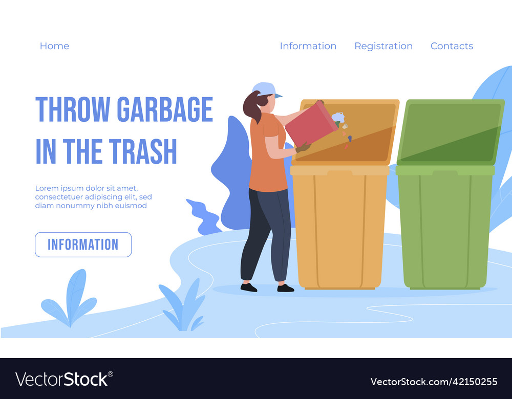 Garbage sorting landing page internet banner place