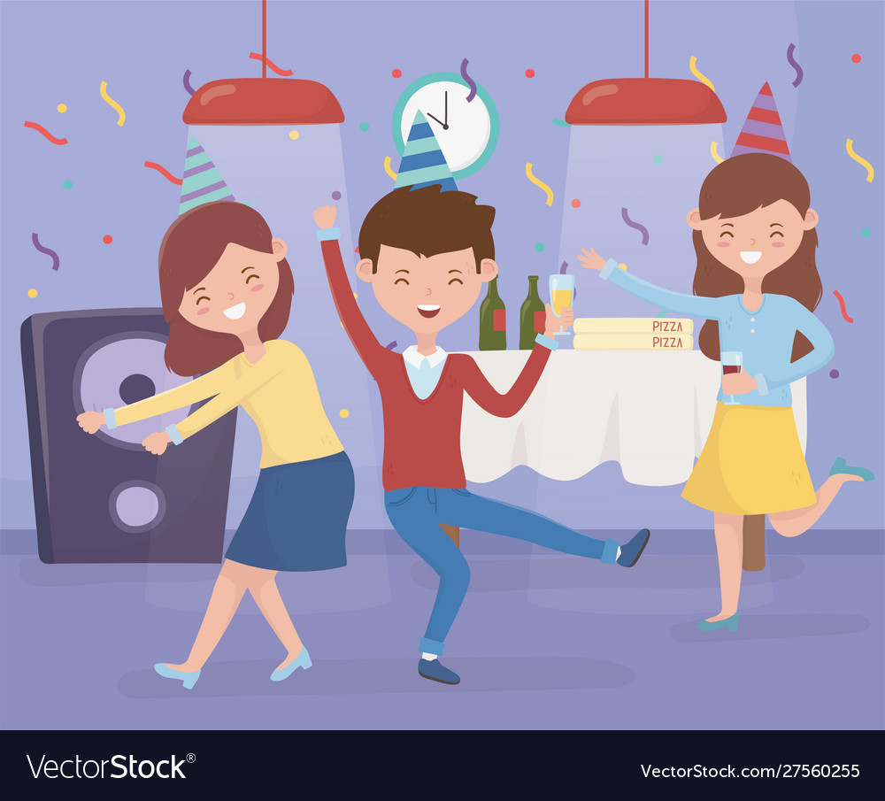 Man and women dancing drinking celebration Vector Image