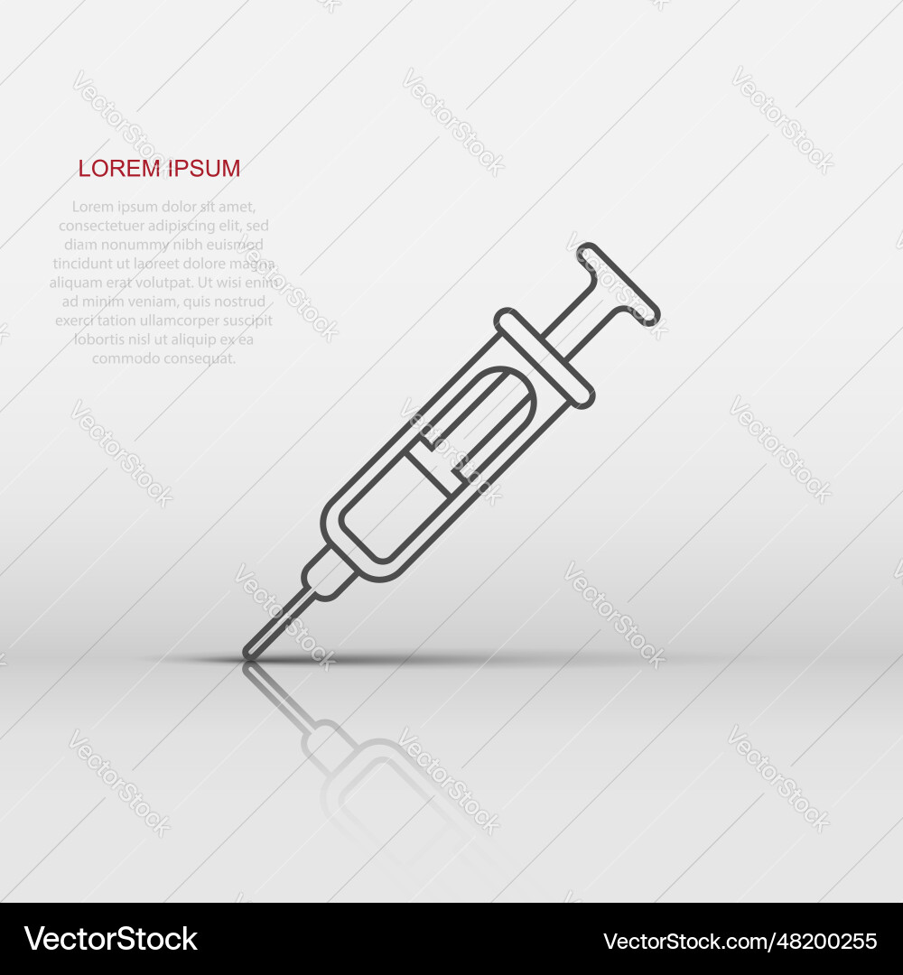 Syringe icon in flat style coronavirus vaccine Vector Image