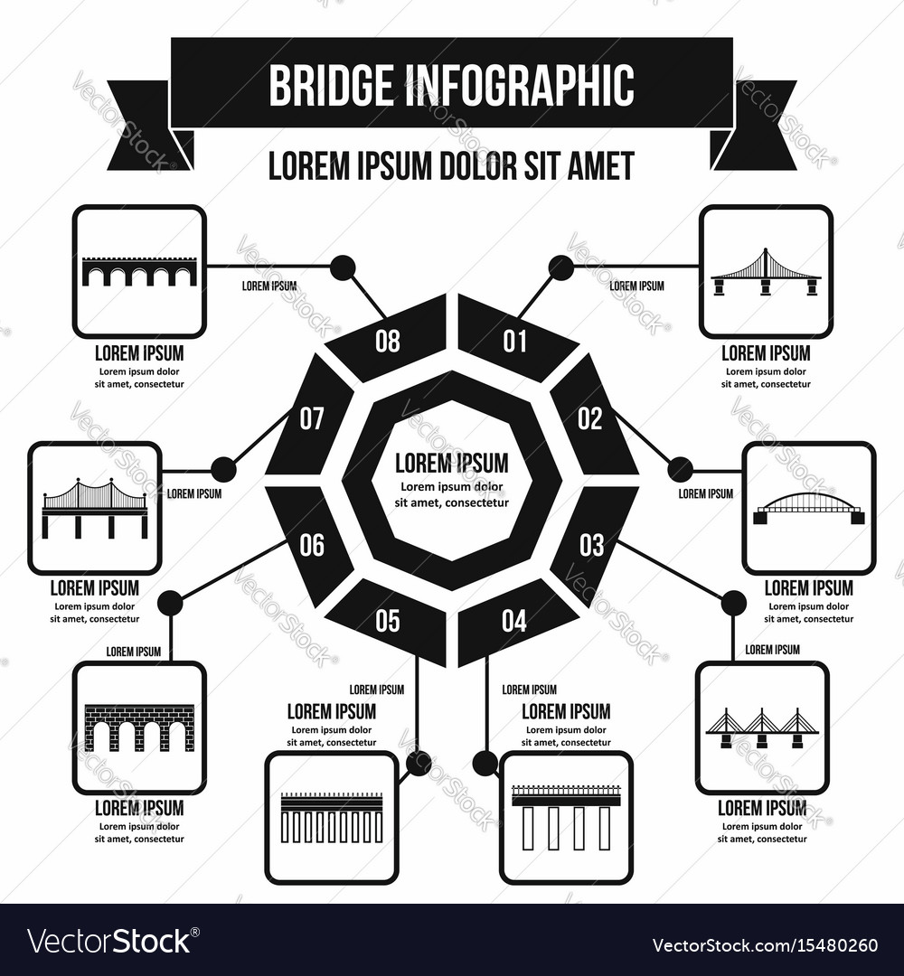 Bridge infographic concept simple style Royalty Free Vector