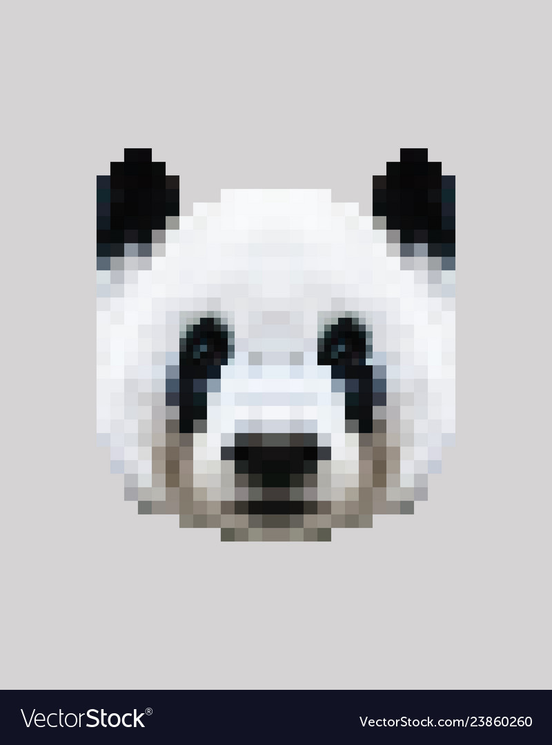 Pixel siberian panda face Royalty Free Vector Image