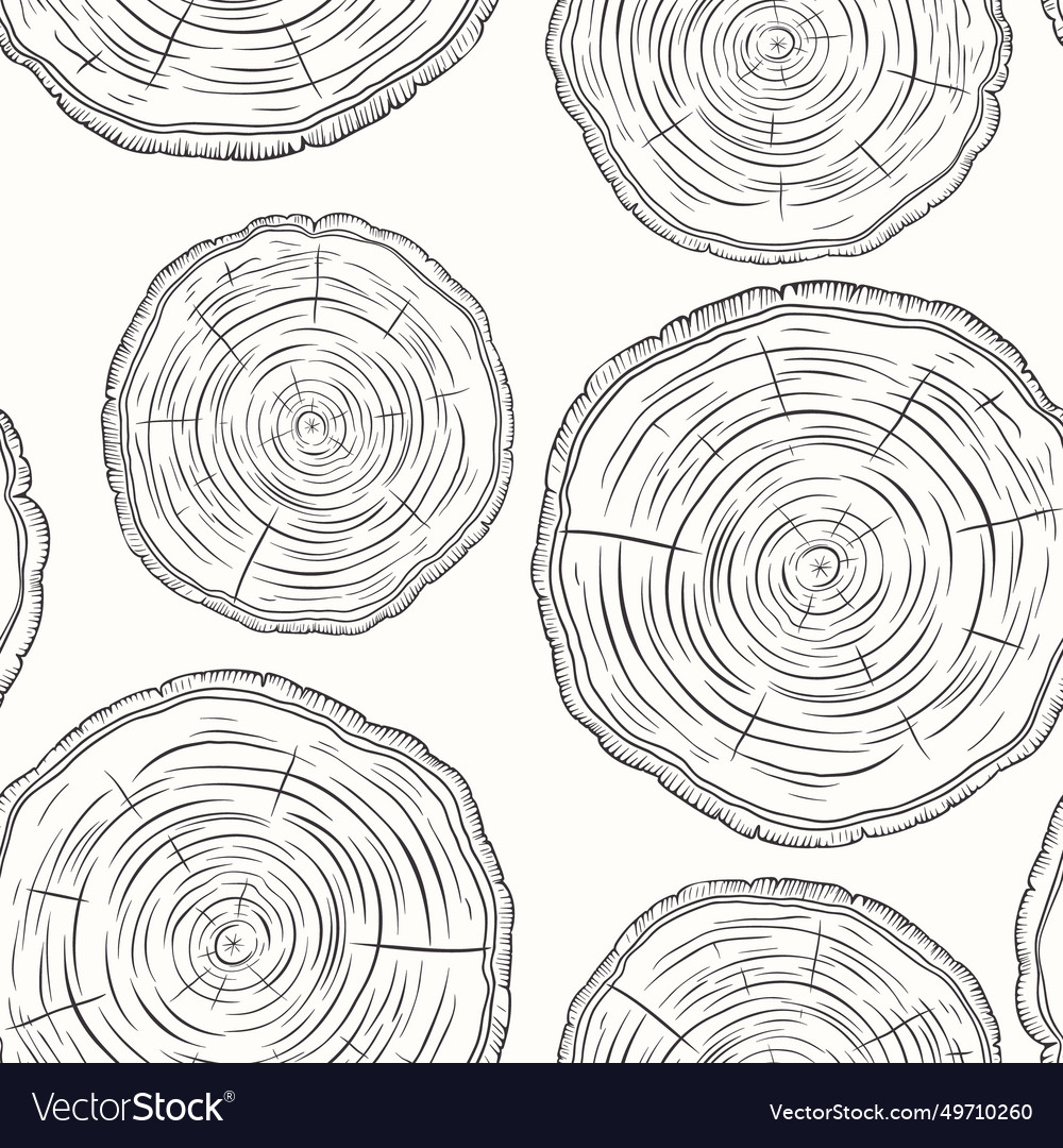 Seamless pattern with tree rings saw cut Vector Image