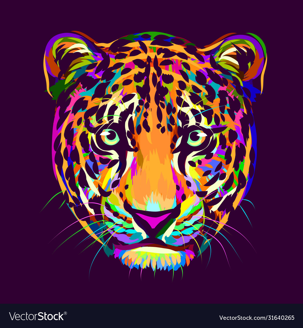 Abstract multi-colored portrait a jaguar looki Vector Image Abstract multi-colored portrait a jaguar looki Vector Image