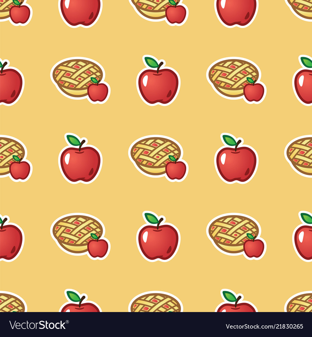 Apple pie on red pattern background sweet Vector Image