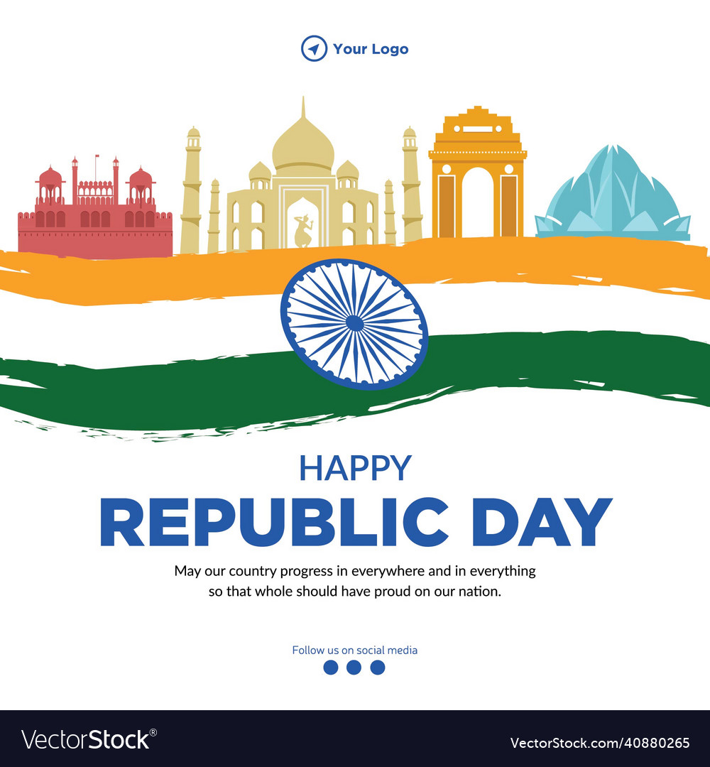 Banner design of happy republic day Royalty Free Vector