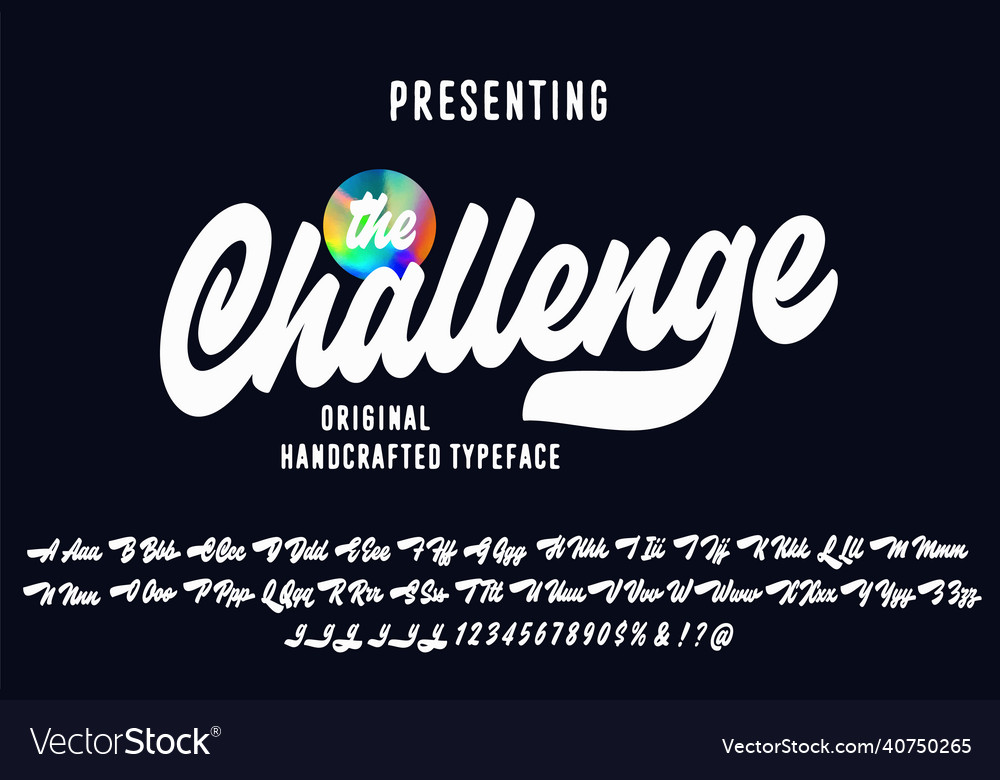 Challenge brush script alphabet Royalty Free Vector Image