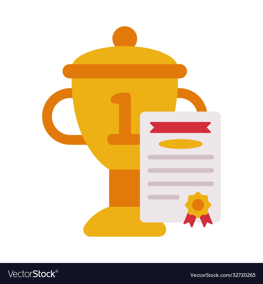 Golden trophy cup and winner or participation Vector Image