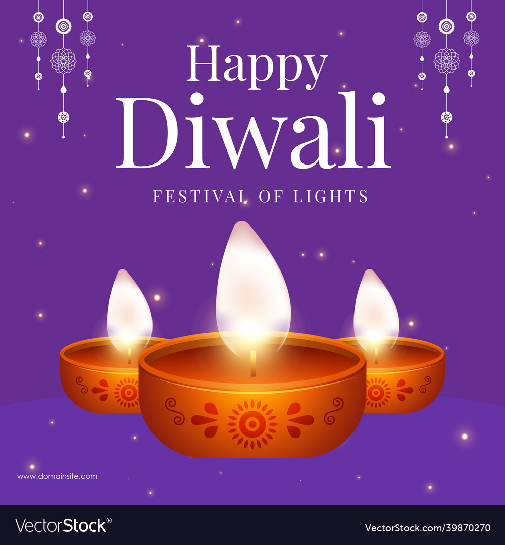 Banner design of festival lights happy diwali Vector Image