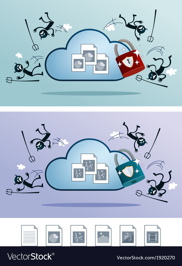 Cloud storage protected from computer virus Vector Image