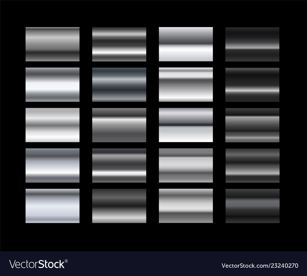 Different metal gradients set Royalty Free Vector Image