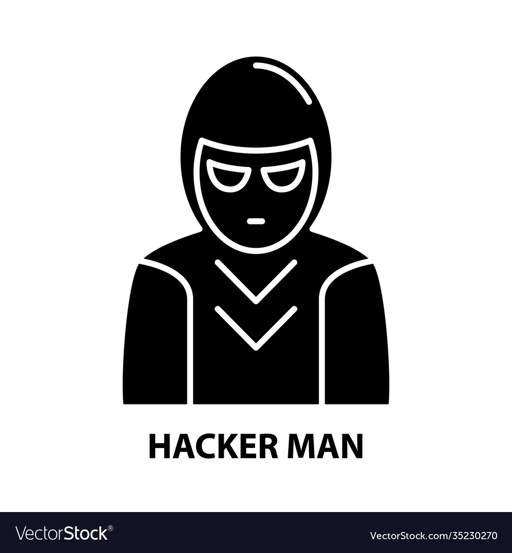 Hacker man icon black sign with editable Vector Image