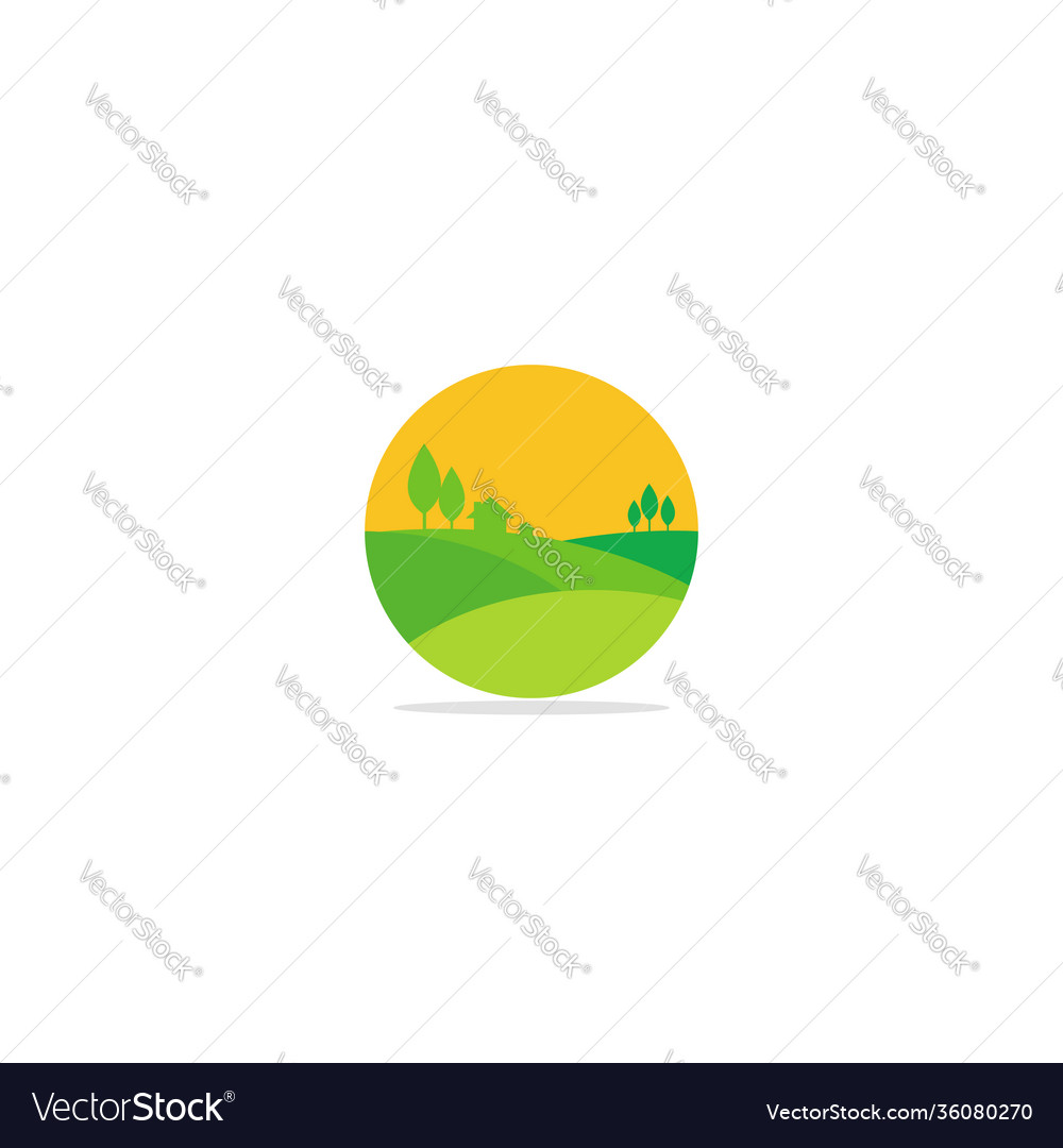 Nature landscape village logo Royalty Free Vector Image