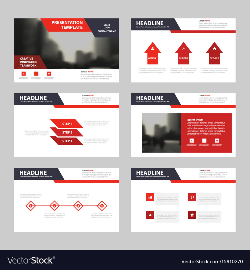 red-black-presentation-templates-infographic-vector-image