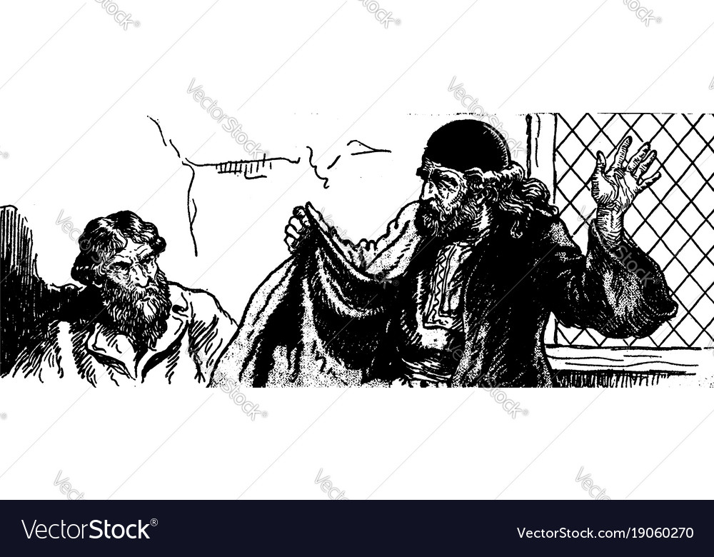 Two pilgrims vintage Royalty Free Vector Image