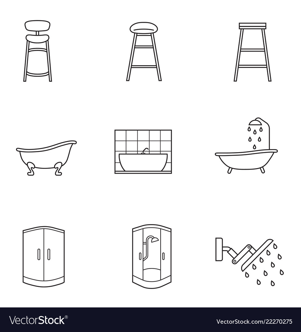 Möbel Icon Set Lizenzfreies Vektorbild VectorStock