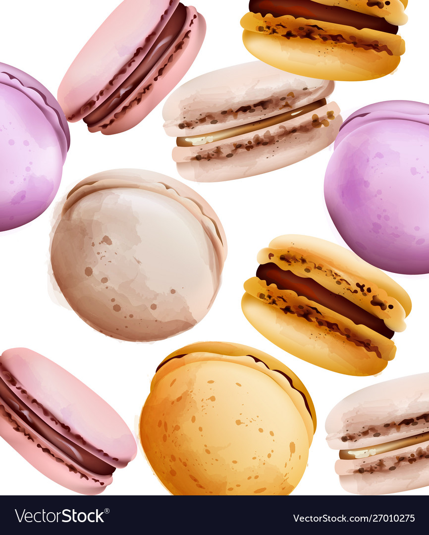 Macaroons watercolor vintage pattern desserts