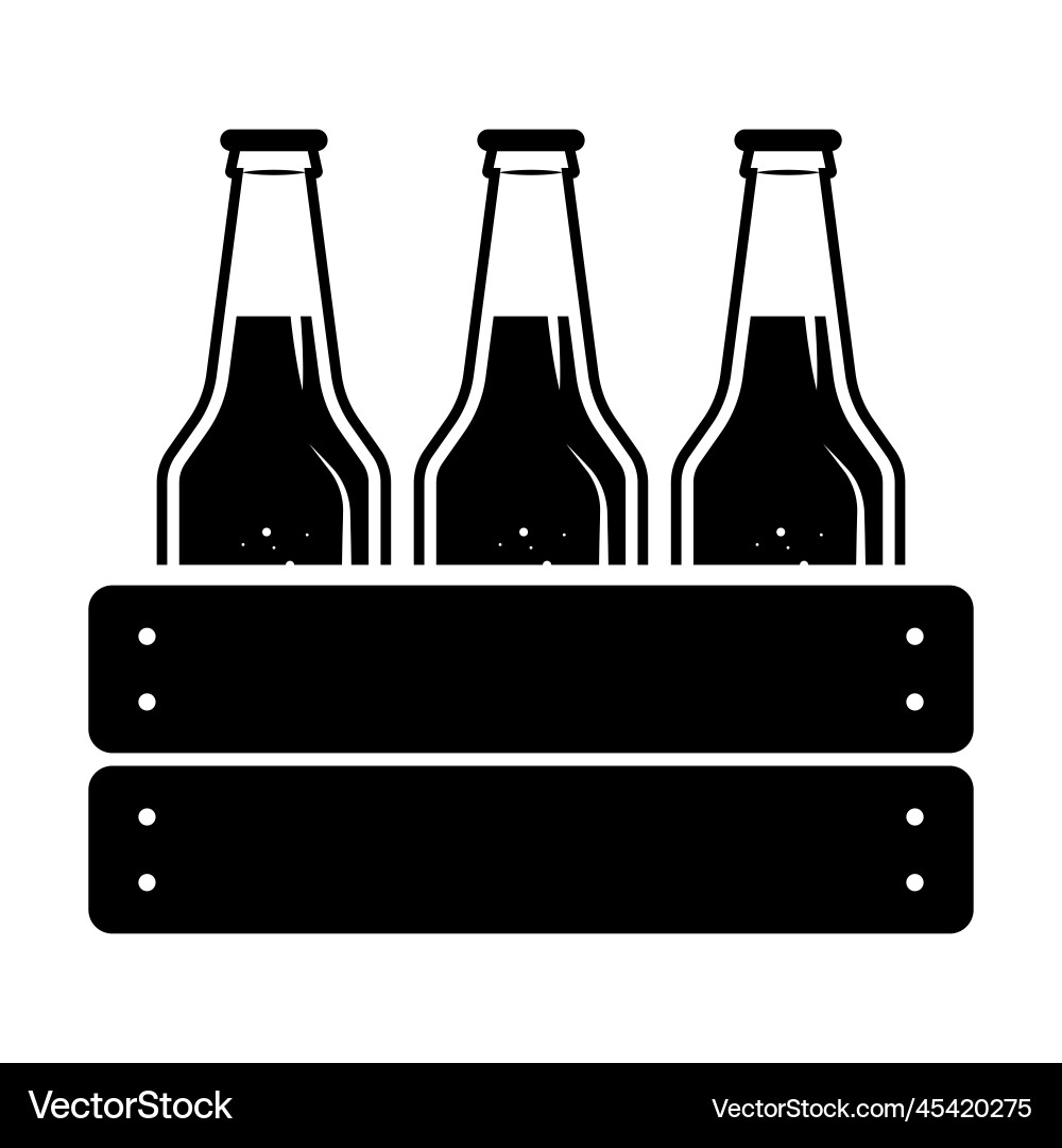 Pack of beer bottles icon case crate box Vector Image