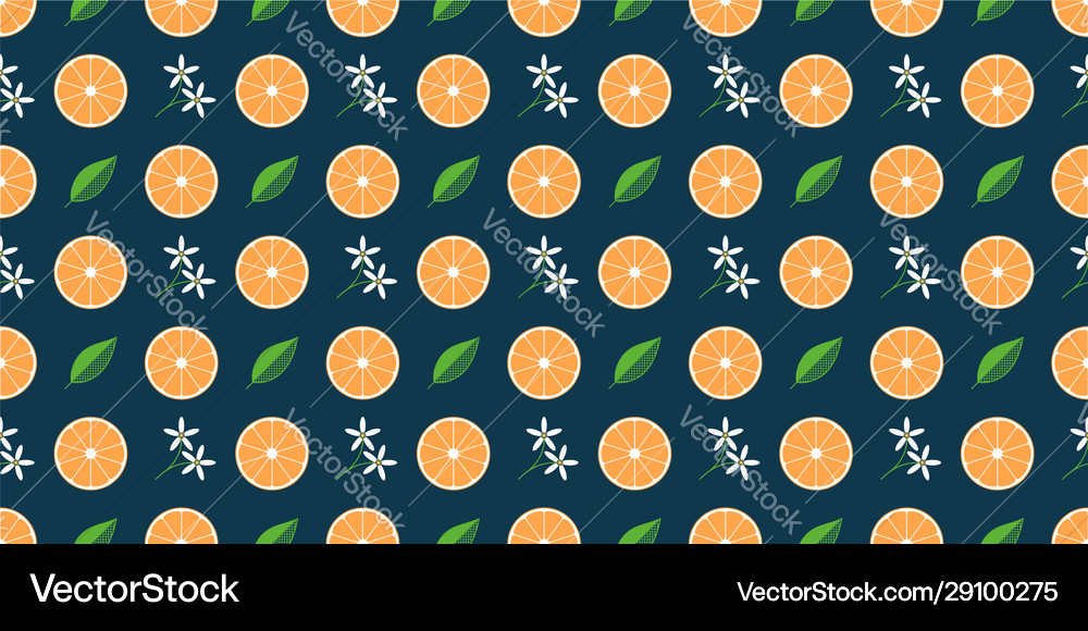 Seamless pattern with orange fruit slice white Vector Image