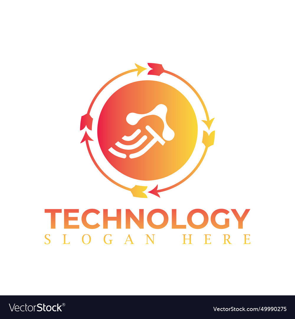 Technology circle logo design Royalty Free Vector Image