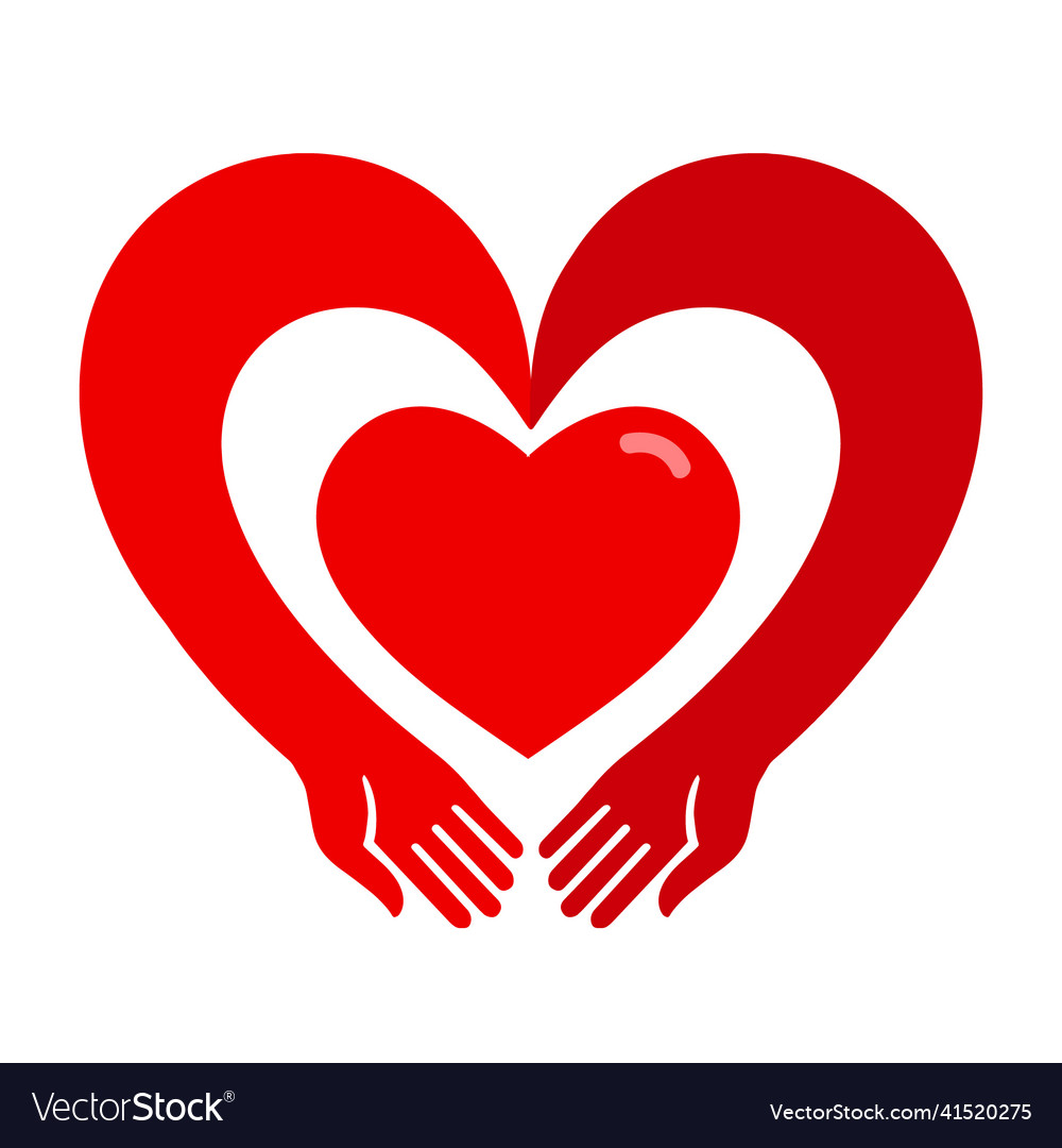 World heart day hands hugging symbol Royalty Free Vector