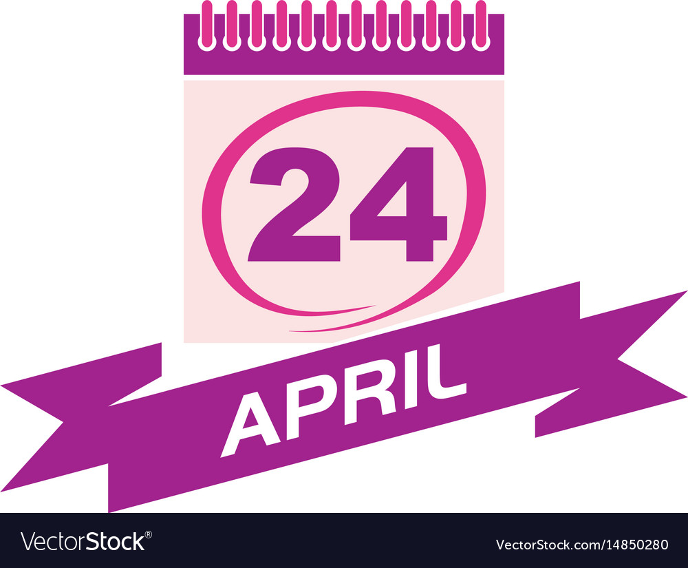 24 april calendar with ribbon Royalty Free Vector Image