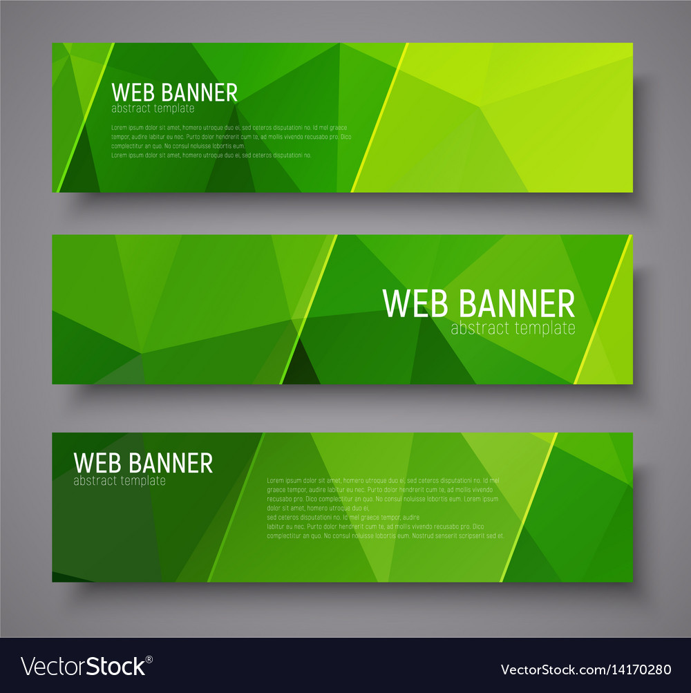 Banner with green polygonal background Royalty Free Vector