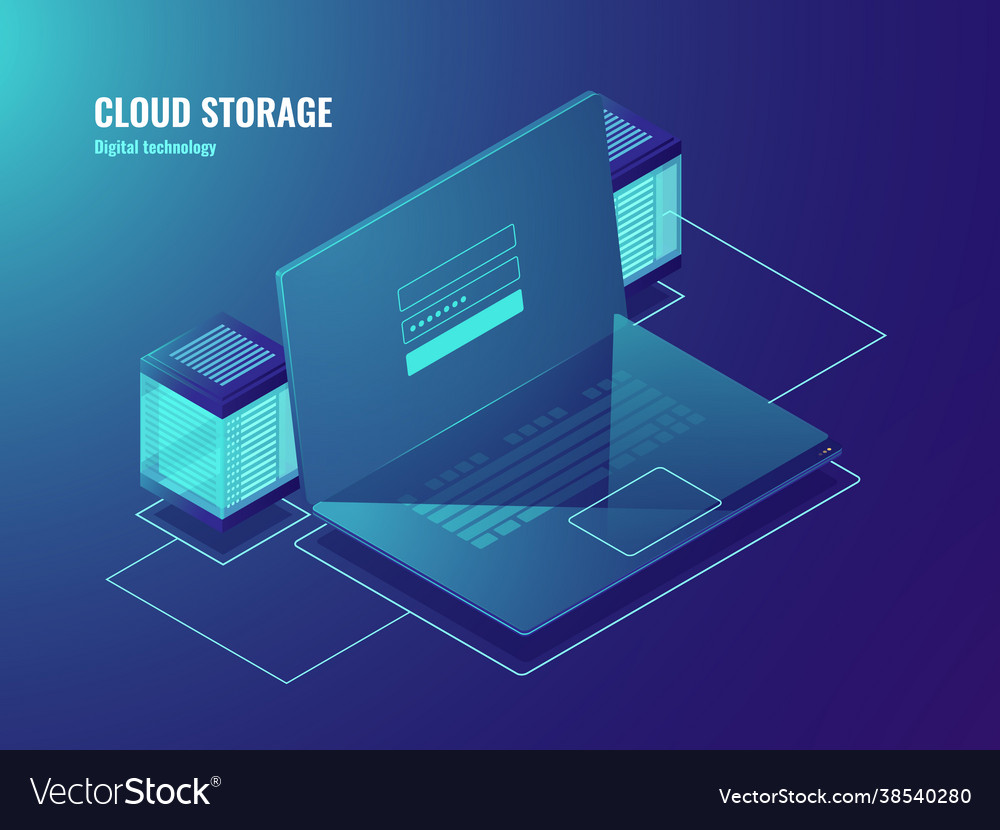 Cloud file storage server room data center access Vector Image