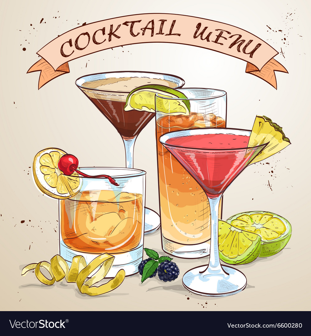 Contemporary Classics Cocktail menu Royalty Free Vector