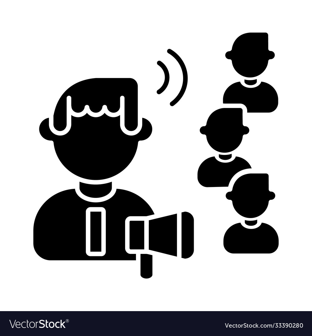 Influencing skills black glyph icon Royalty Free Vector