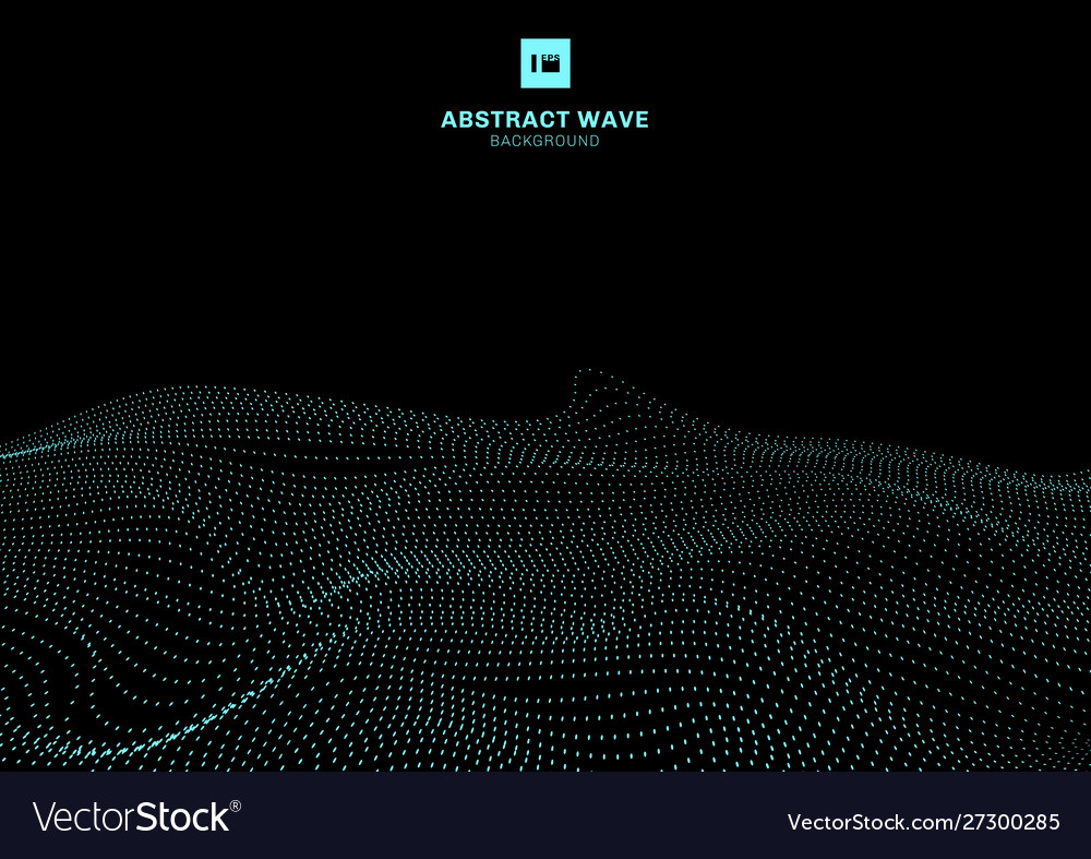 Abstract blue dynamic wave particles on black Vector Image