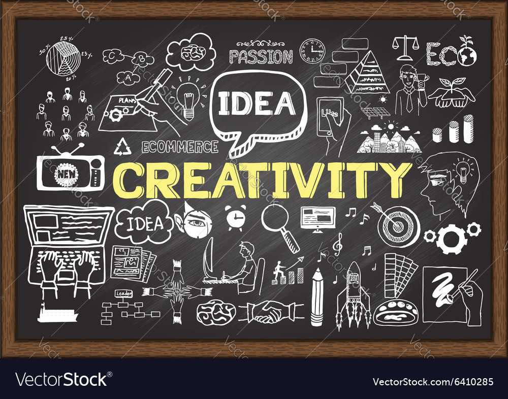 Creativity on chalkboard Royalty Free Vector Image