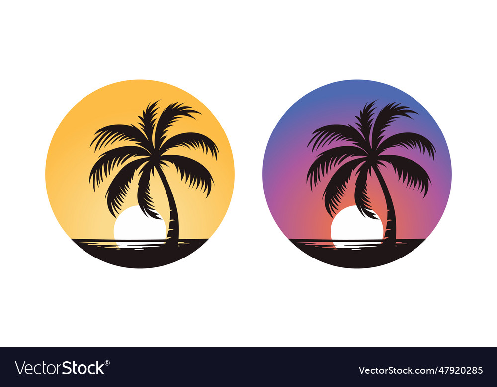 Palm trees tree icon set isolated Royalty Free Vector Image