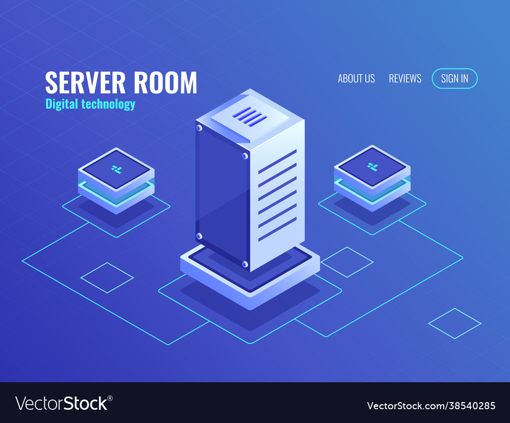 Server Room Big Data Processing Center Royalty Free Vector