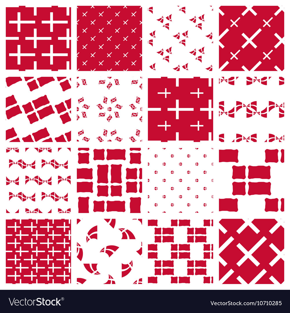 Set of stylized patterns of danish flag Royalty Free Vector