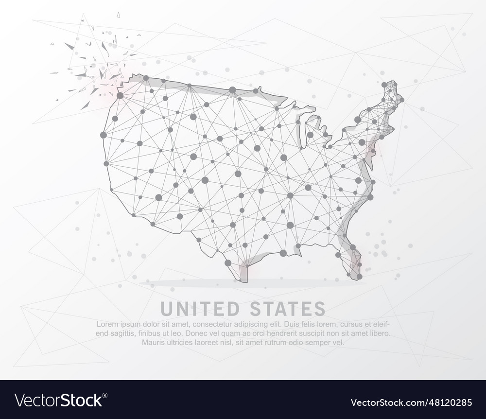 Usa map mark point abstract mesh line Royalty Free Vector