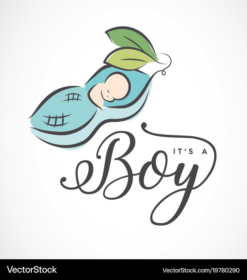 Baby boy design element for greeting cards Vector Image