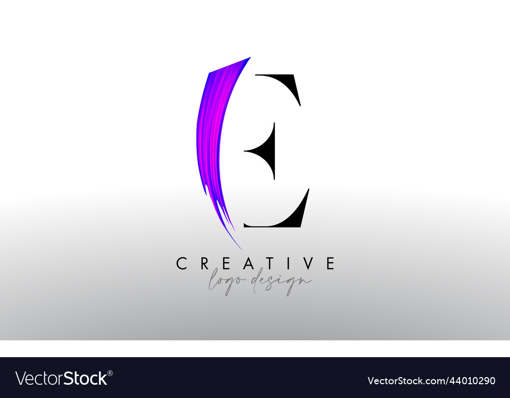 Brush letter e logo design with creative artistic Vector Image