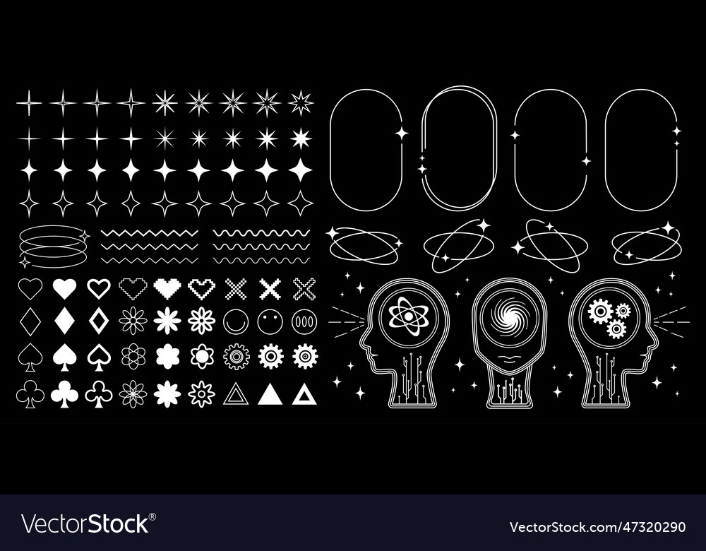 Collection of y2k graphic elements and shapes Vector Image