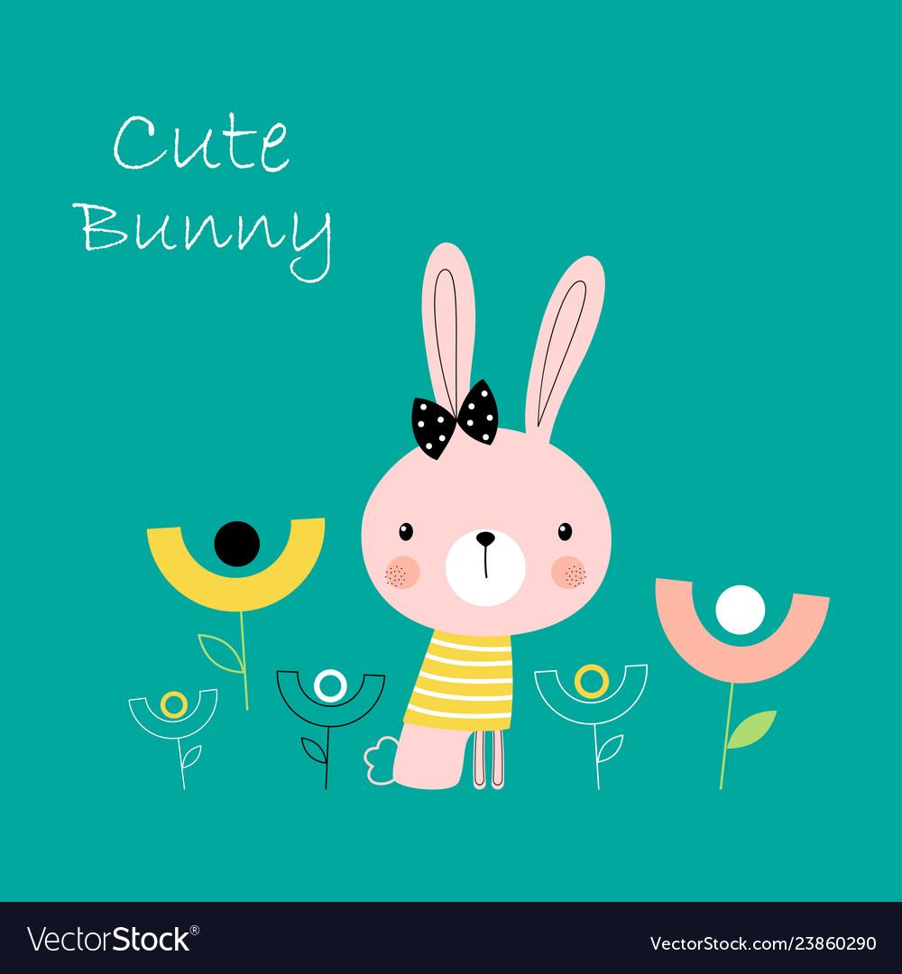 Cute bunny rabbit Royalty Free Vector Image - VectorStock