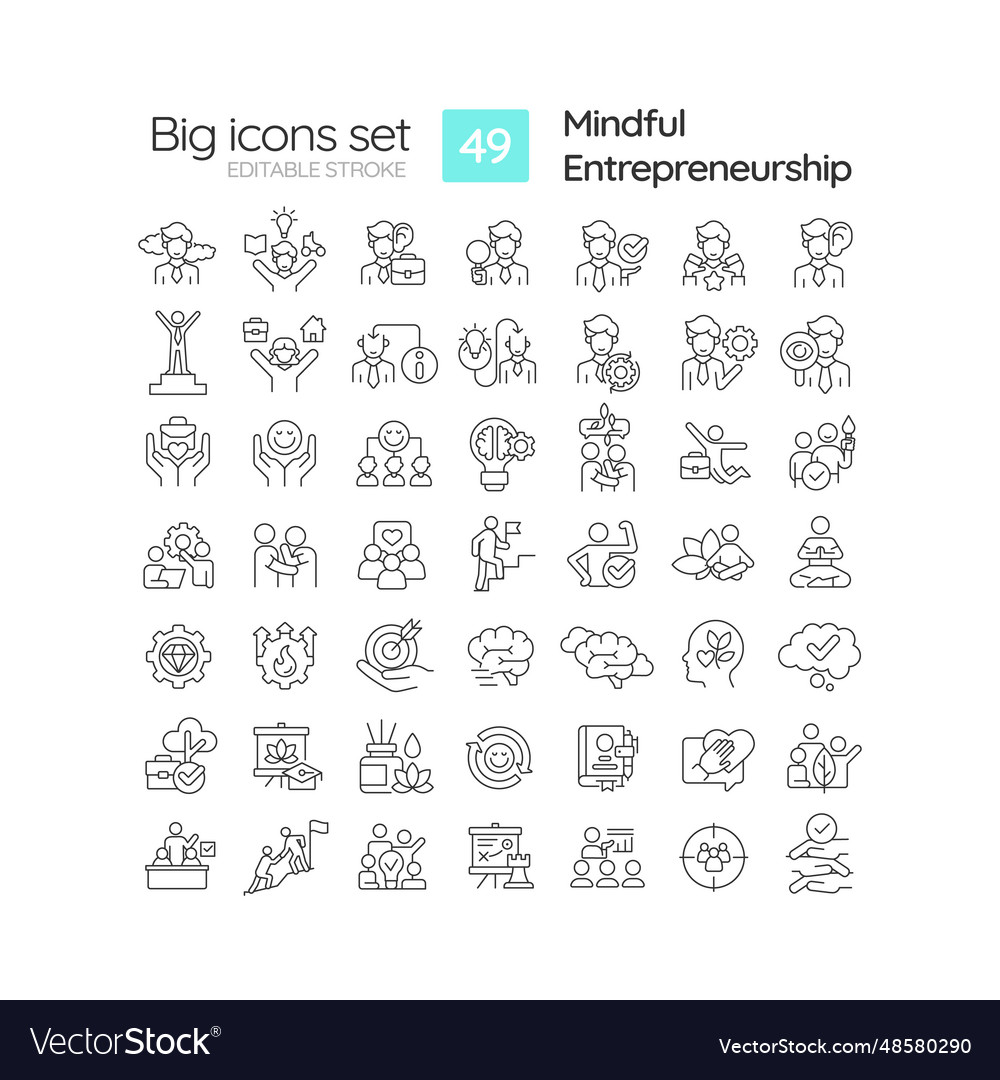 Editable black big icons for mindful Royalty Free Vector