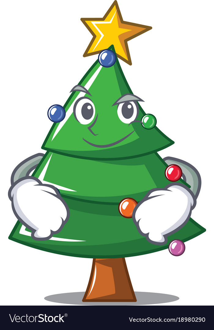 Smirking christmas tree character cartoon Vector Image