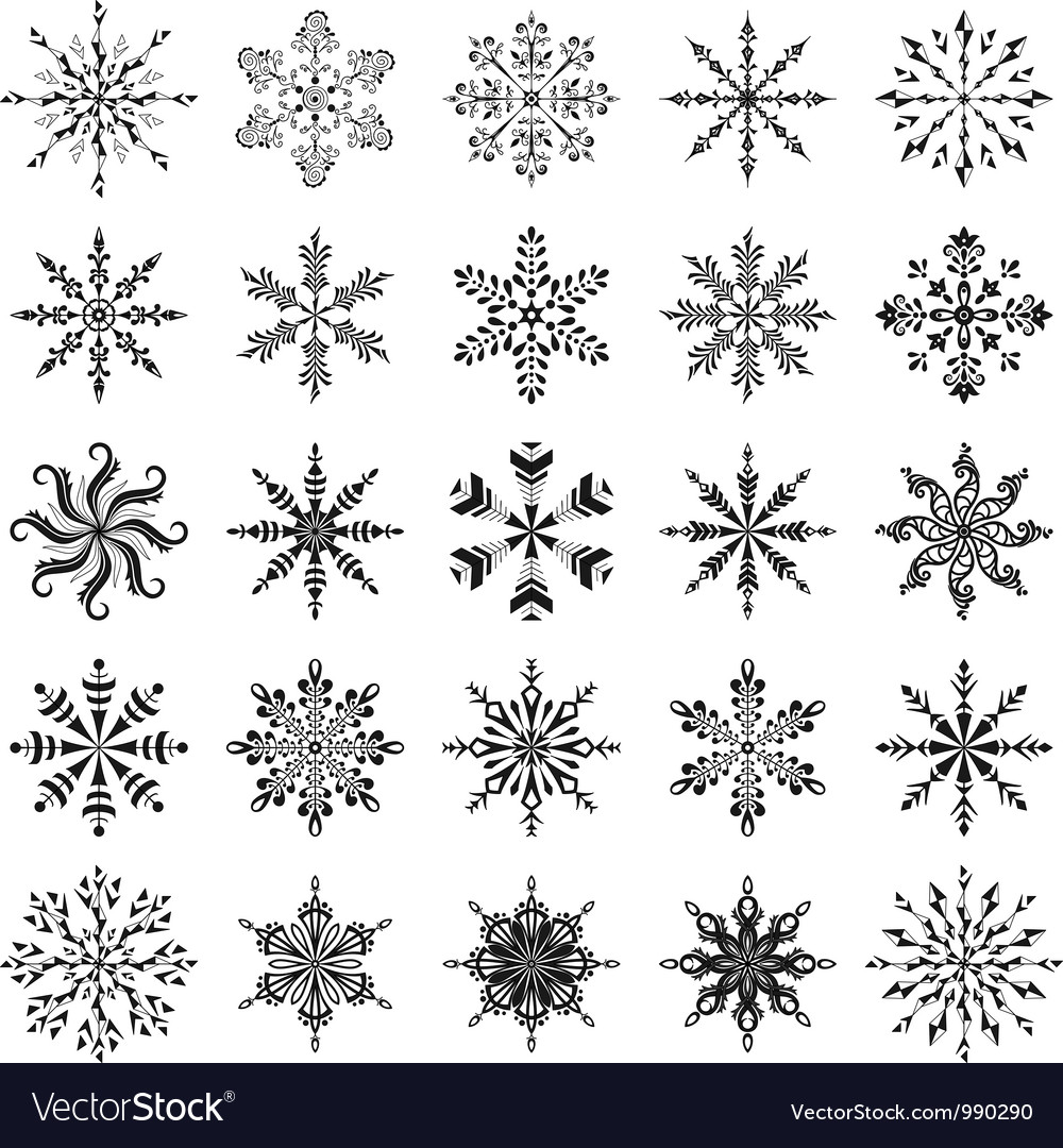 Download Snowflakes outline set Royalty Free Vector Image