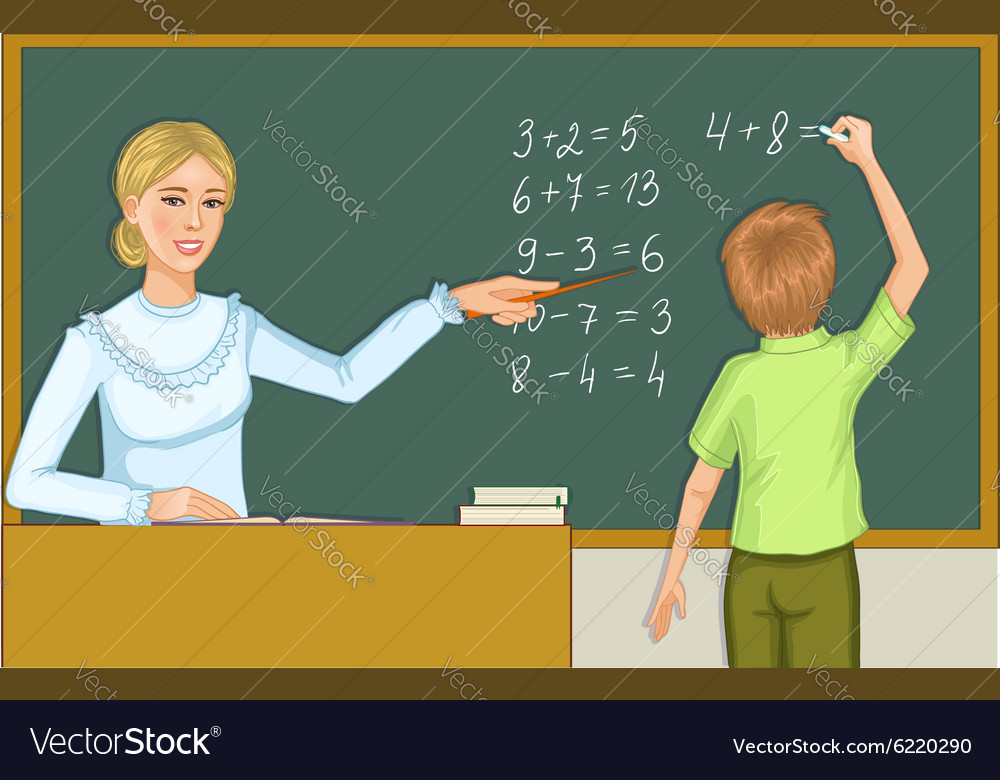 Teacher and schoolboy at blackboard eps10 Vector Image