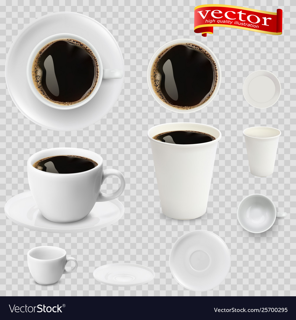 3d realistic espresso coffee in white cups Vector Image